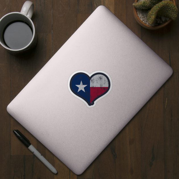 Vintage Texas Flag Heart Love Home Family Texan by E